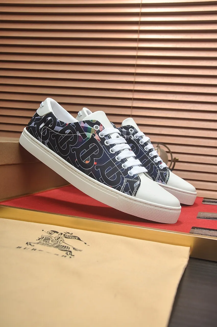 Men's shoes💰480💶[Burberry] (cowhide lining) classic low-top sneakers｜Imported cowhide with classic plaid fabric｜Cow leather lining｜Original outsole｜Fine workmanship and comfortable to wear Size: 38-44 (customized at 45)
